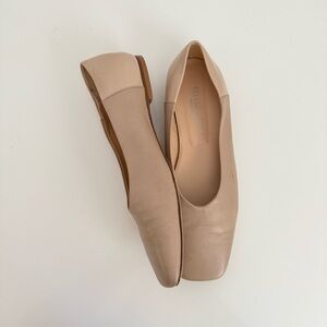Bells & Becks Nude Beige Leather Square Toe Flats Size 37